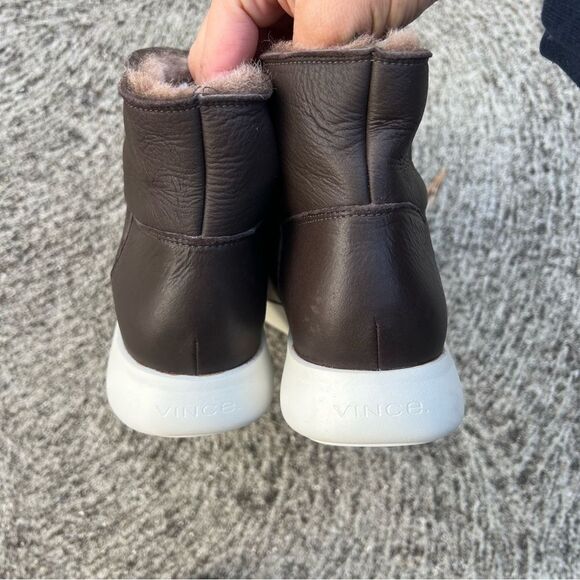 Vince Adora Napa Leather Shearling Sneaker Boots size 6 Brown NWT - Picture 6 of 7